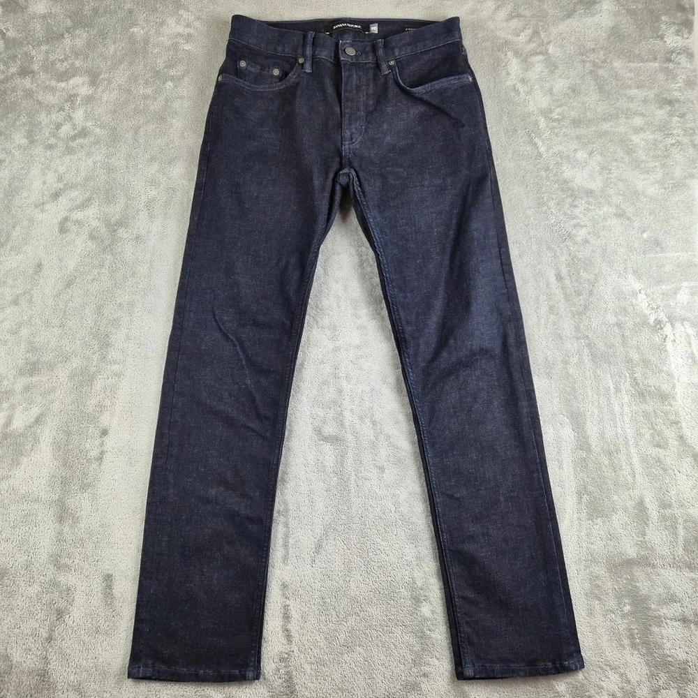 Banana Republic Selvedge Jeans Mens 29x30 Blue Denim Dark Wash Straight Stretch